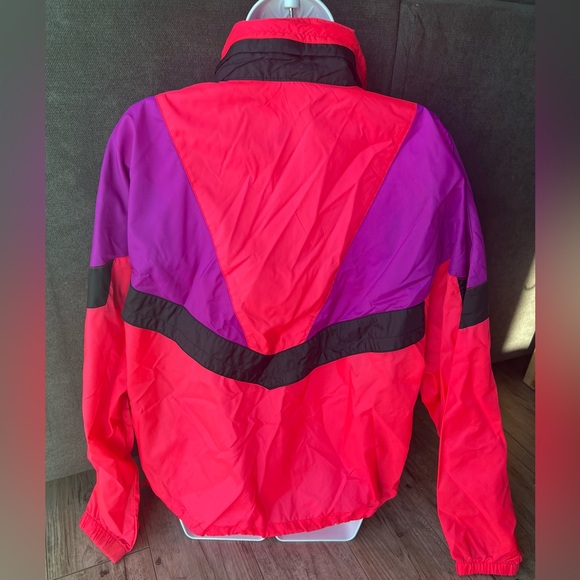 80s 90s Vintage Nike Swoosh Neon Colorblock Windbreaker Jacket - size M - Picture 2 of 7